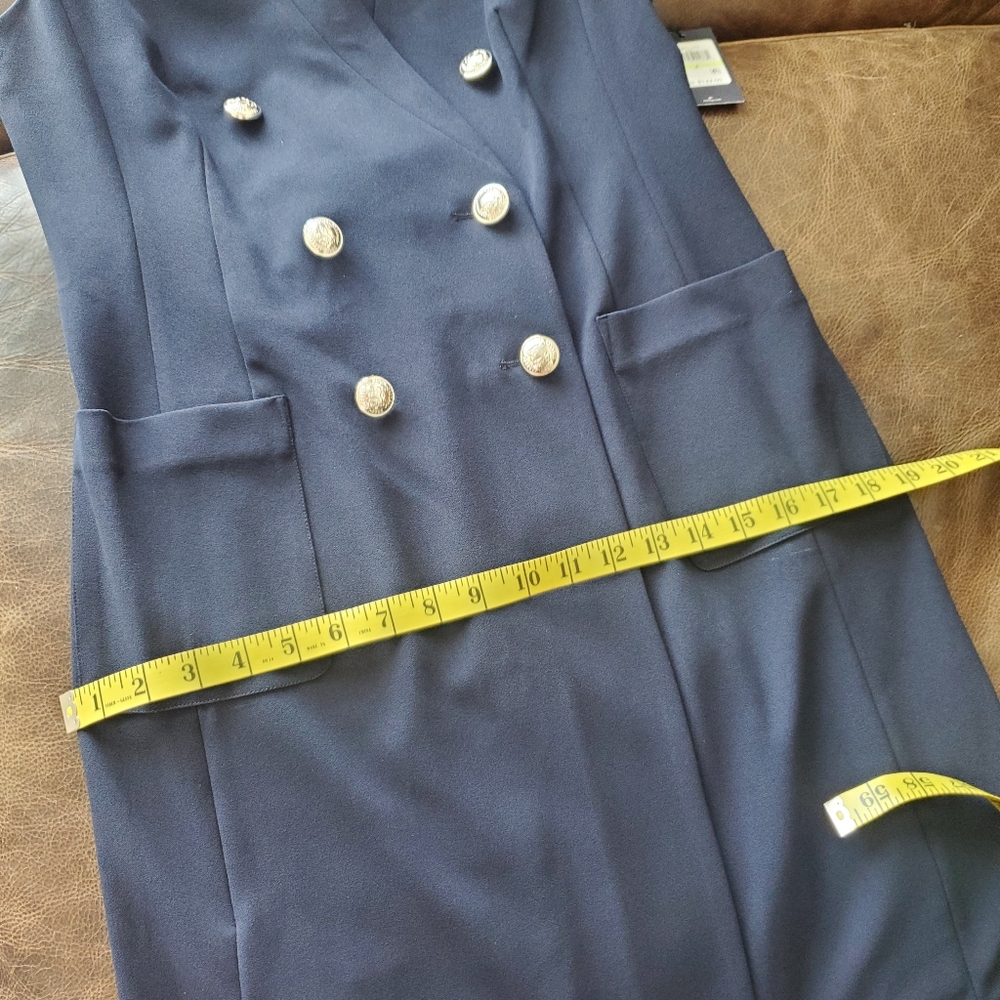 Tommy Hilfiger Navy Double-Breasted Sleeveless Vest Dress - Picture 10 of 11